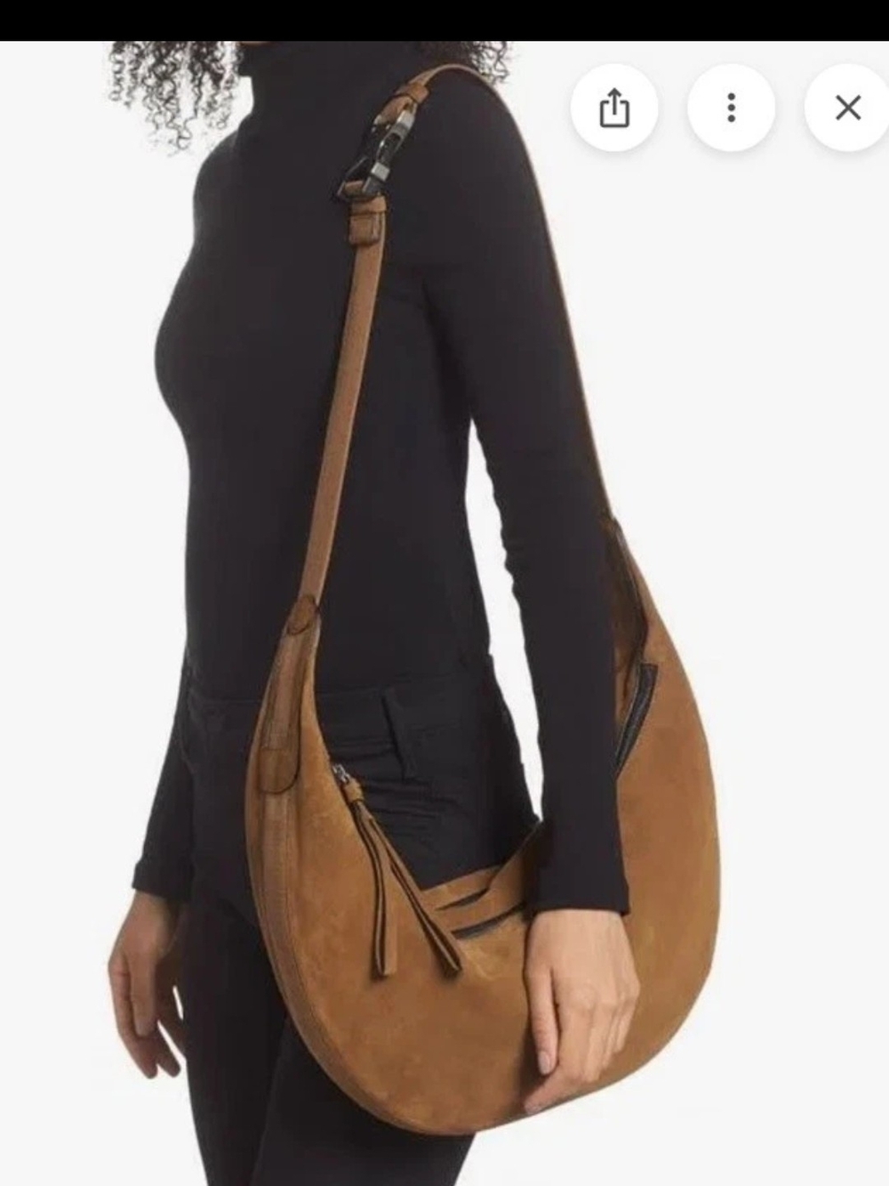 rag & bone  RISER Tan Suede Crescent Hobo Shoulder Bag